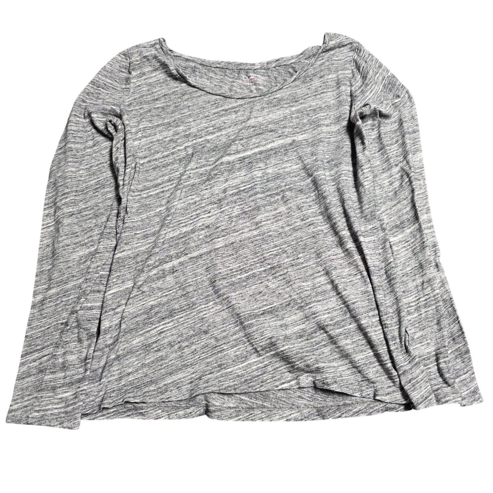 Ann Taylor LOFT Long Sleeve Tee Women's Size M Grey Space‎ Dye Scoop Neck Cotton